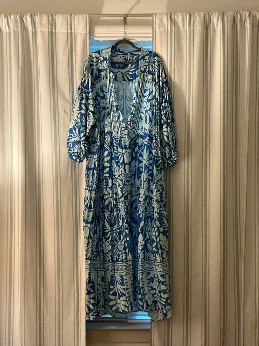 Anthropologie Carolita Blue and White Printed Button-Up Dress